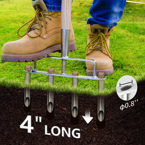 Berry&Bird Lawn Coring Aerator 4 Core Plug Aerator Tool Manual Grass Dethatching