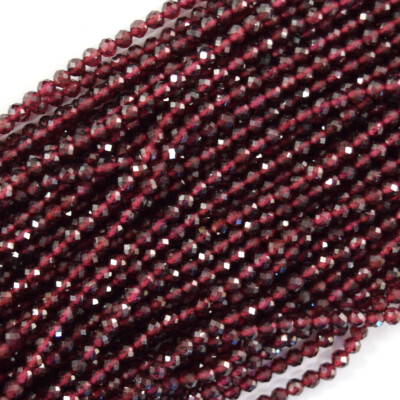 Natural Faceted Red Garnet Round Beads Gemstone 15.5'' Strand 3mm 4mm