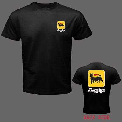 Agip Racing Logo Men's Black T-shirt Size S to 5XL