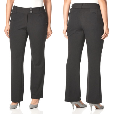 Rafaella gabardine curvy fit boot cut dress pants slacks charcoal gray 8