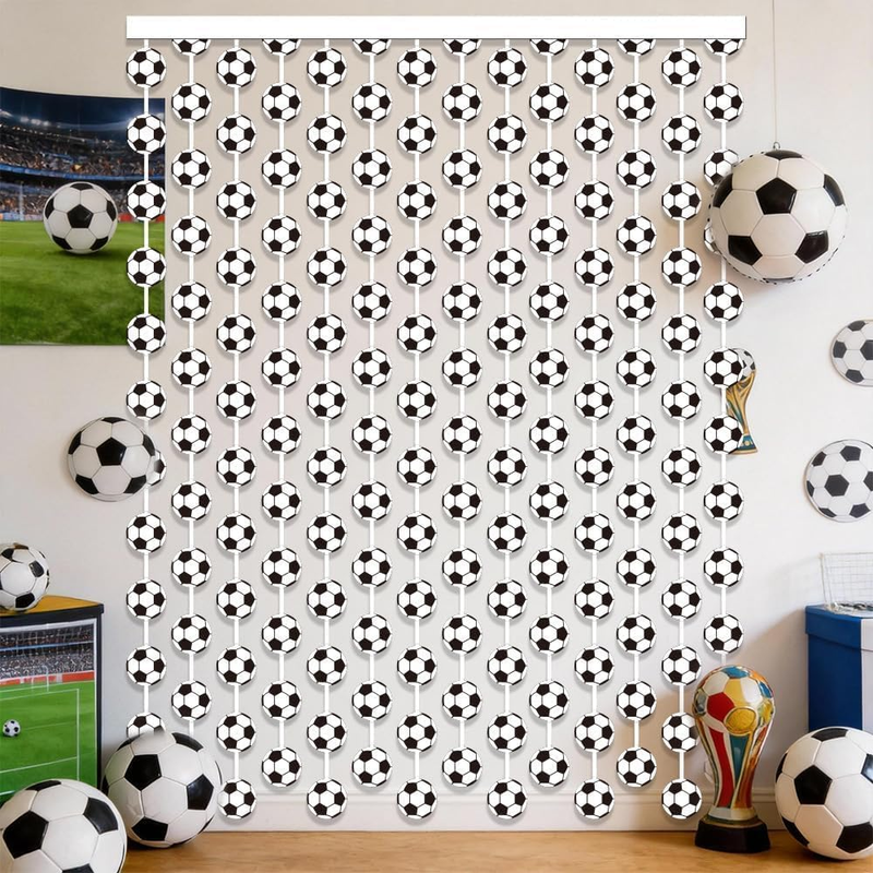 2 Pcs Soccer Fringe Curtains Soccer Birthday Party Decorations Football Tinsel F