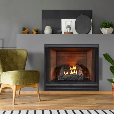 fireplace gas log heater dual fuel 18 inch manual control vent free 30,000 btu