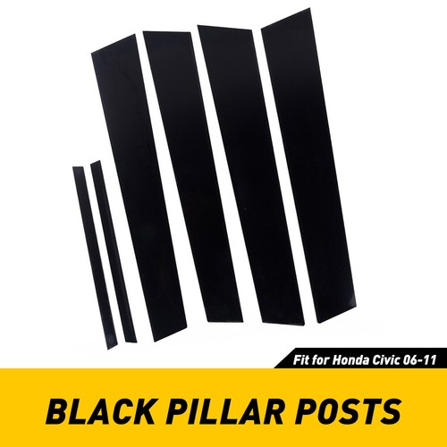 For 2006-2011 Honda Civic 6PCS Black Pillar Posts Cover Door Trim Window Decal