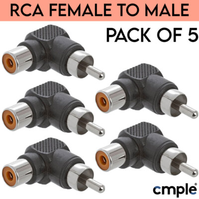 5 Pack RCA Coupler Audio Video Connector RCA Right Angle Adapter M to M F to F