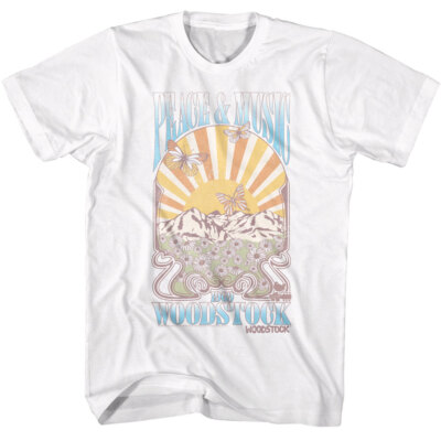 Woodstock T Shirt Mens PEACE AND MUS1C 1969 Bethel, New York Music Arts Fair