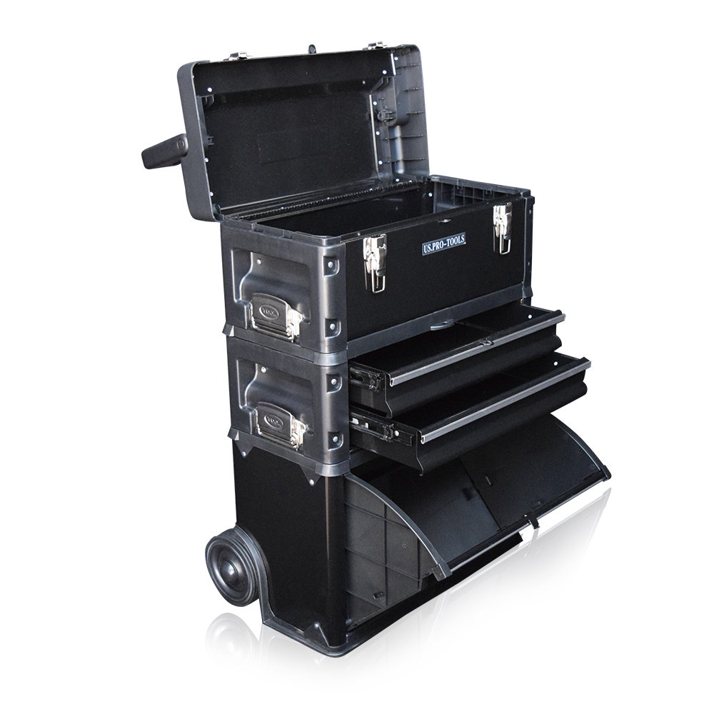317 US PRO Tools Black Mobile Rolling Chest Trolley Cart Wheels