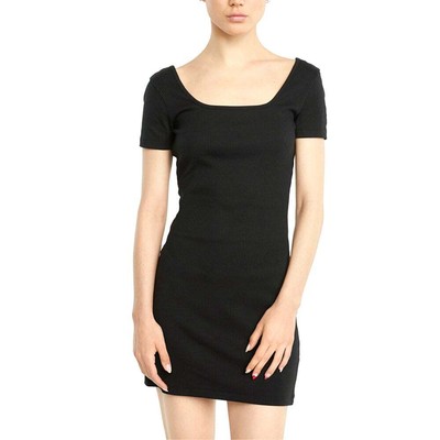 

Puma Classics Ribbed Short Sleeve Tshirt Dress Womens Black Casual 531615-01, Черный