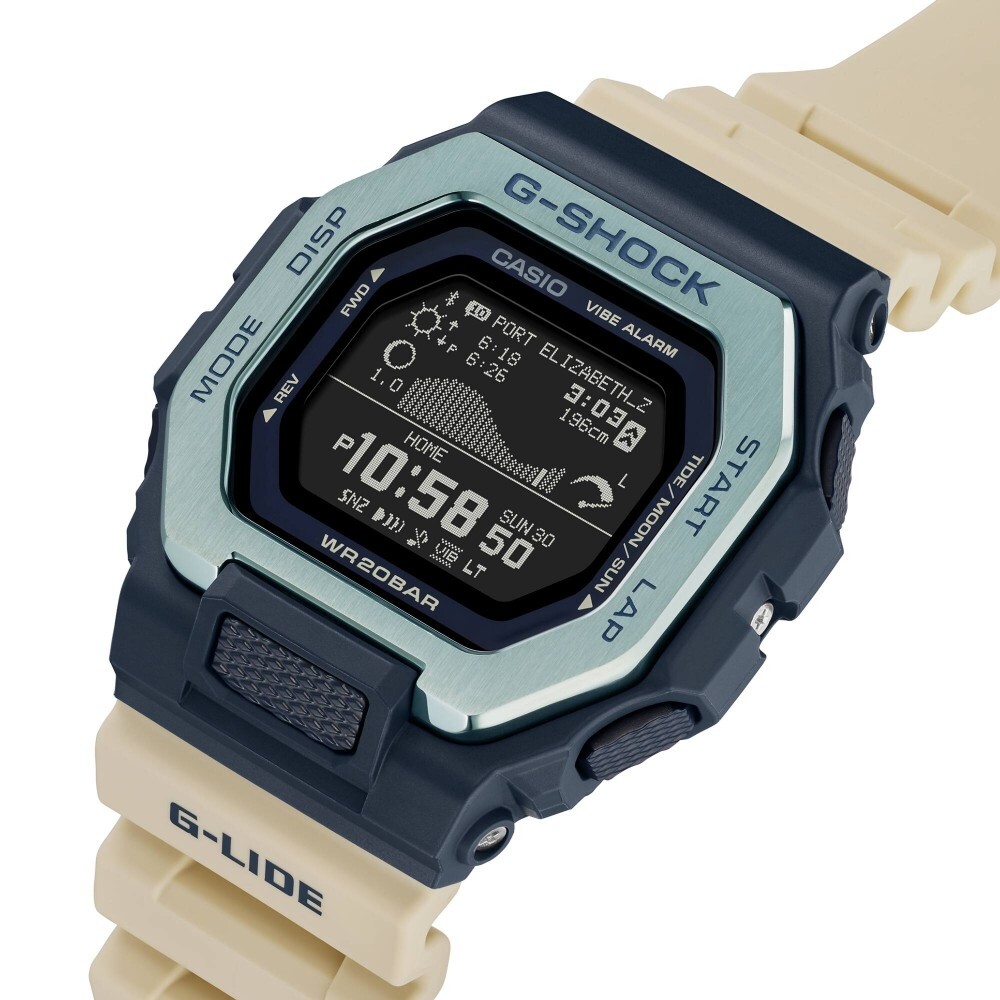 Pre-owned Casio G-shock Digital White Resin Strap Men Watch Gbx-100tt-2dr
