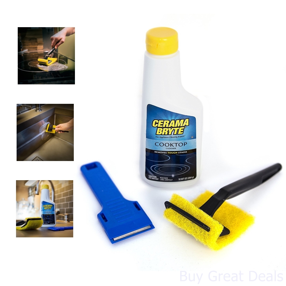 Cerama Bryte Cooktop Cleaning Kit Stove Cook Top Glass Pad Scraper