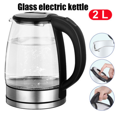 Electric Kettle 2L Hot Water Kettle Glass Stainless Fast Boil for Beverages