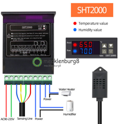 SHT2000 10A Thermostat Temperature Humidity Hygrometer Touch Controller SHT20