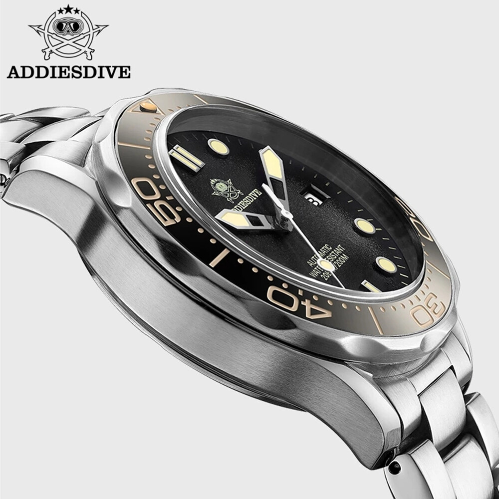 Pre-owned Addies Men's Automatic Mechanical Watch 200m Waterproof Sapphire Glass Janpan Movement