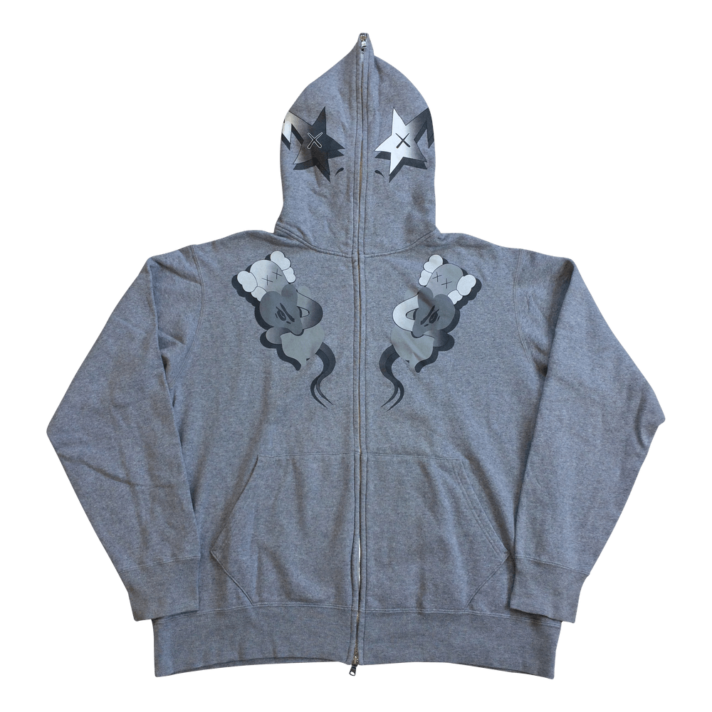 希少 BAPE×KAWS full zip hoody olive Mサイズ ape パーカー カウズ