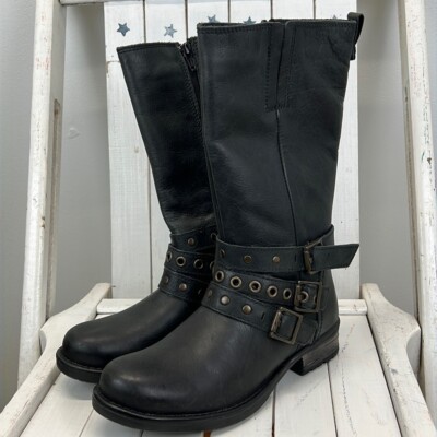 Eric Michael leather moto biker calf boots size 36/5.5-6