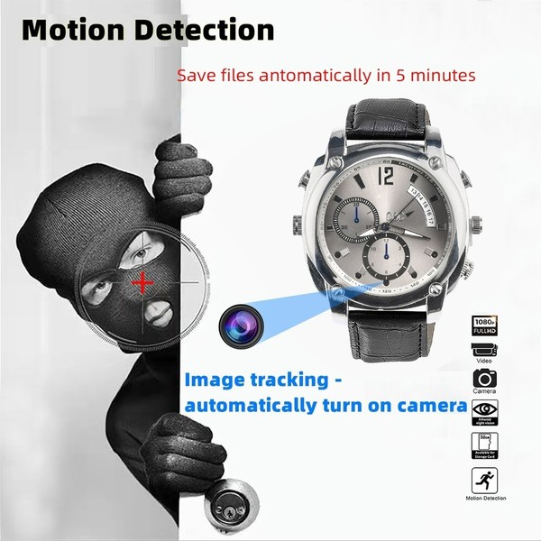 Hidden Camera, Men Fashion Wrist Watch HD 1080 Surveillance Camera - Image 3