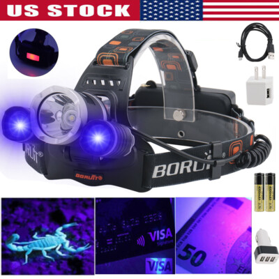 99000LM BORUiT Headlight LED Headlight Hunting Rechargeable Headlight Flashlight