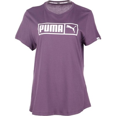 

Puma Box Logo Футболка с круглым вырезом и короткими рукавами Женские фиолетовые повседневные топы 67146605, Фиолетовый