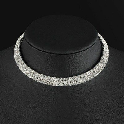 Women's Charming Diamond Crystal Choker Collar Necklace