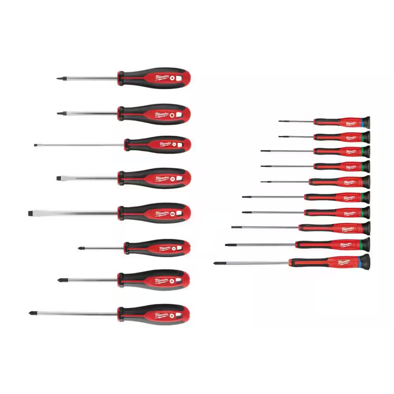Milwaukee Screwdriver Set Precision Driver Kit Phillips Slotted Square 18Pc