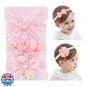 Yheahin 3pcs Baby Girl Bows Headband Chiffon Flower Hairband for Newborn Infant Toddler Soft Elastic Hair Bow Accessories for Baby Birthday Party (Pink, Standard size)