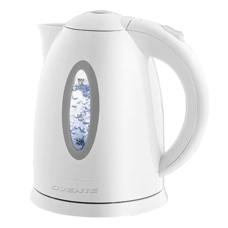 1.7L White Electric Kettle Fast Heating BPA-Free Water Boiler with Auto Shut-Off