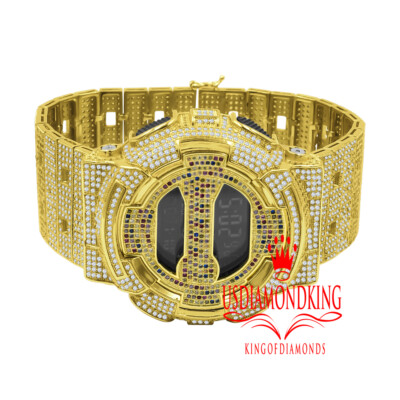 Pre-owned Usdiamondking Mens Custom Casio G-shock Gd100 Rainbow Watch Simulated Diamond Adjustable Band