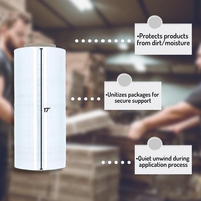 Cast Hand Stretch Wrap Clear Bundling Shrink Film 17" x 1476' 83 Gauge 4 Rolls