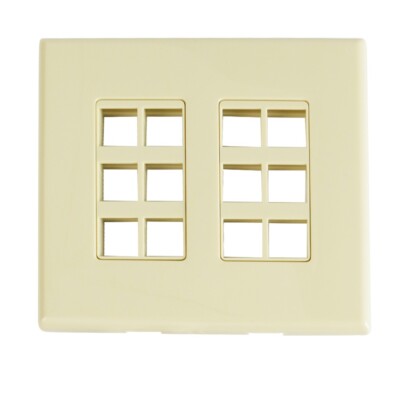 Construct Pro  12-Port Keystone Wall Plate with Screwless Face (Ivory)