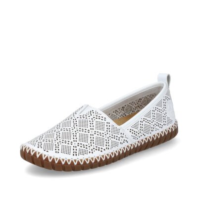 Rieker Women Slipper Moccasin Ballerinas Half Shoes Leather White M2851