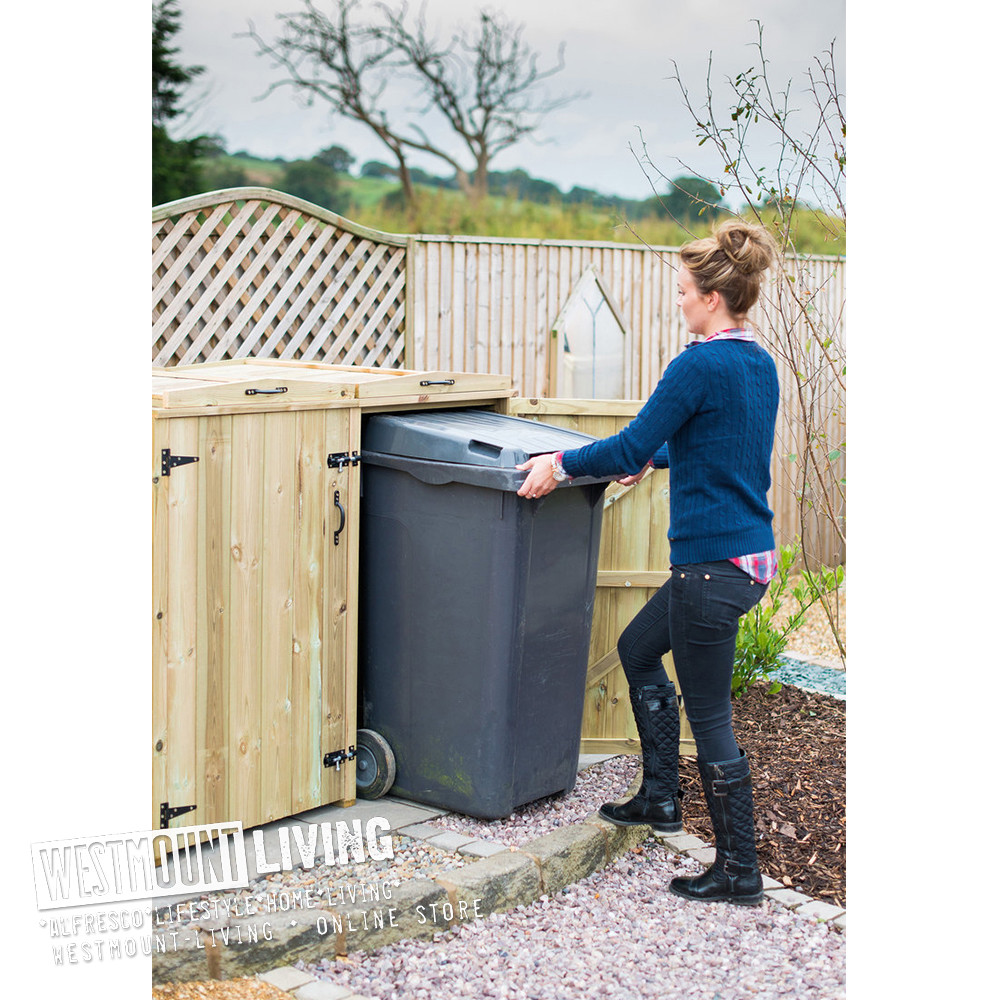 Triple Wheelie Bin Store Double Single Quad Recycling Garden Wooden