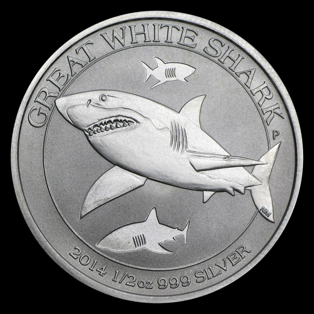 2014 1/2 oz .999 Silver Great White Shark BU Coin • Perth