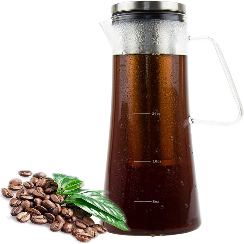 Cold Brew Coffee Maker Coffee &Tea Pitcher Tea Infuser 1 L / 34oz Glass Carafe
