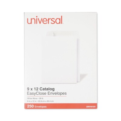 Universal 44101 EasyClose 9'' x 12'' #10 1/2 Catalog Envelope - White (250/BX) New