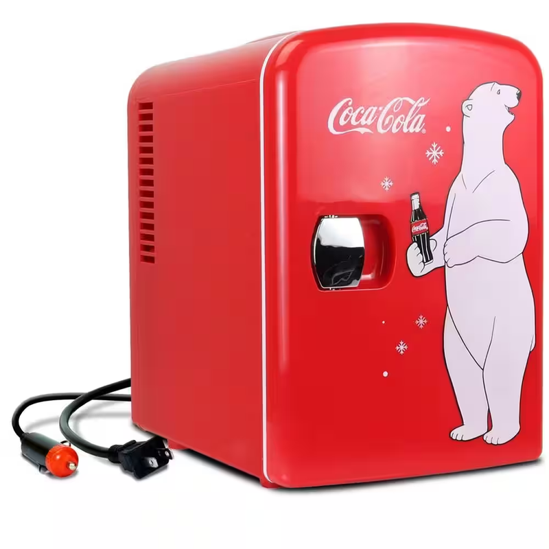 Koolatron Mini Refrigerator 10.4" 6-Cans Capacity 12-Oz Frost Free Unthemed Red