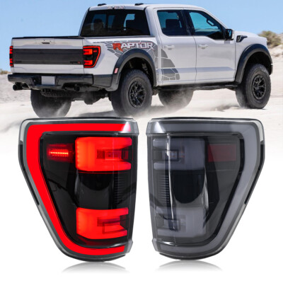 Pair LED Tail Lights For Ford F-150 F150 XL STX 2021 2022 2023 Rear Lamps Smoke