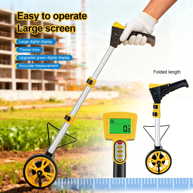 Digital Display Measuring Wheel Rolling Distance Tool Outdoor Rolling Push Gauge