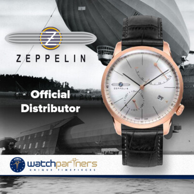 Pre-owned Zeppelin Flatline Auto Watch Silver Dial Power Reserve Exhibition Back 7368-4
