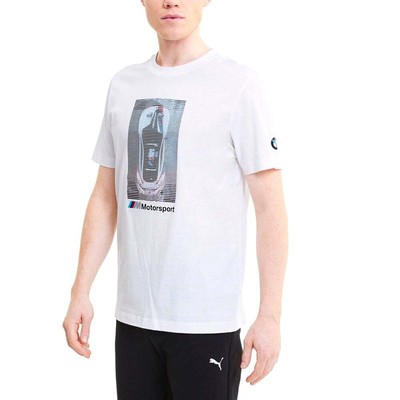 

Puma Bmw Motorsport Graphic Crew Neck Short Sleeve TShirt Мужские белые повседневные топы, Белый, Puma Bmw Motorsport Graphic Crew Neck Short Sleeve TShirt