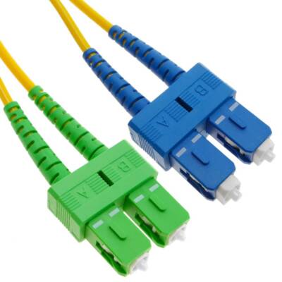 5 PACK LOT 5m SC(UPC)-SC(APC) Duplex 9/125 OS2 Singlemode Yellow OFNR 16FT