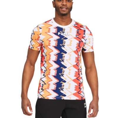 

Puma Bp 5 Graphic Crew Neck Футболка с коротким рукавом Мужские белые спортивные повседневные топы, Белый, Puma Bp 5 Graphic Crew Neck Short Sleeve T-Shirt