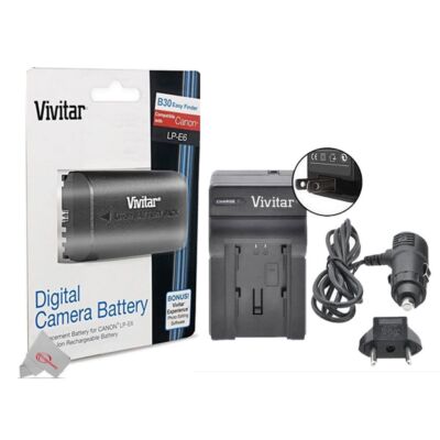 Vivitar Replacement Battery for Canon LP-E6 + Replacement Rapid Charger