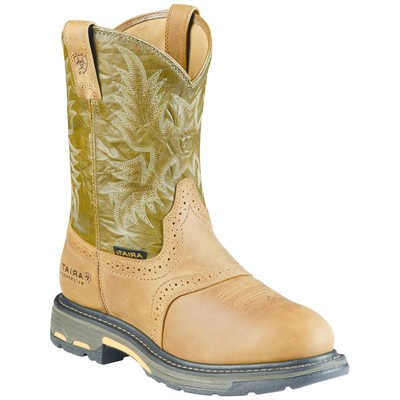 

Мужские ботинки Ariat WorkHog Pull-On H2O с композитным носком, Bark/army green