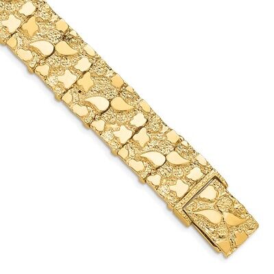 Pre-owned Superdealsforeverything Real 10kt Yellow Gold 15.0mm Nugget Chain Bracelet; 8 Inch