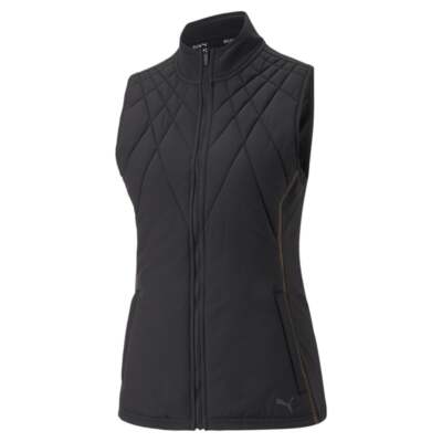 

Puma Cloudspun Wrmlbl Full Zip Running Vest Womens Black Casual Athletic Outerwe, Черный, Puma Cloudspun Wrmlbl Full Zip Running Vest