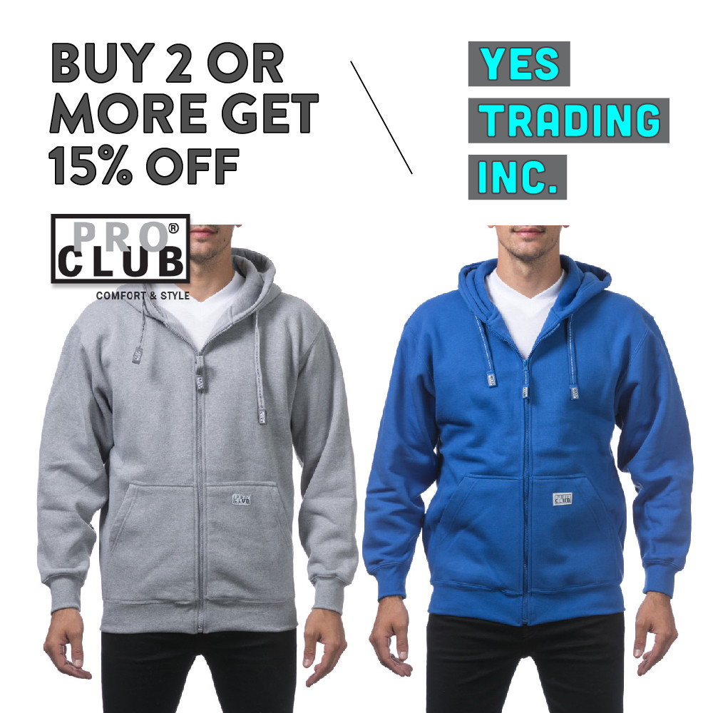 PROCLUB PRO CLUB MEN'S HEAVYWEIGHT FULL ZIPPER HOODIE PLAIN ZIP UP HOODED JACKET