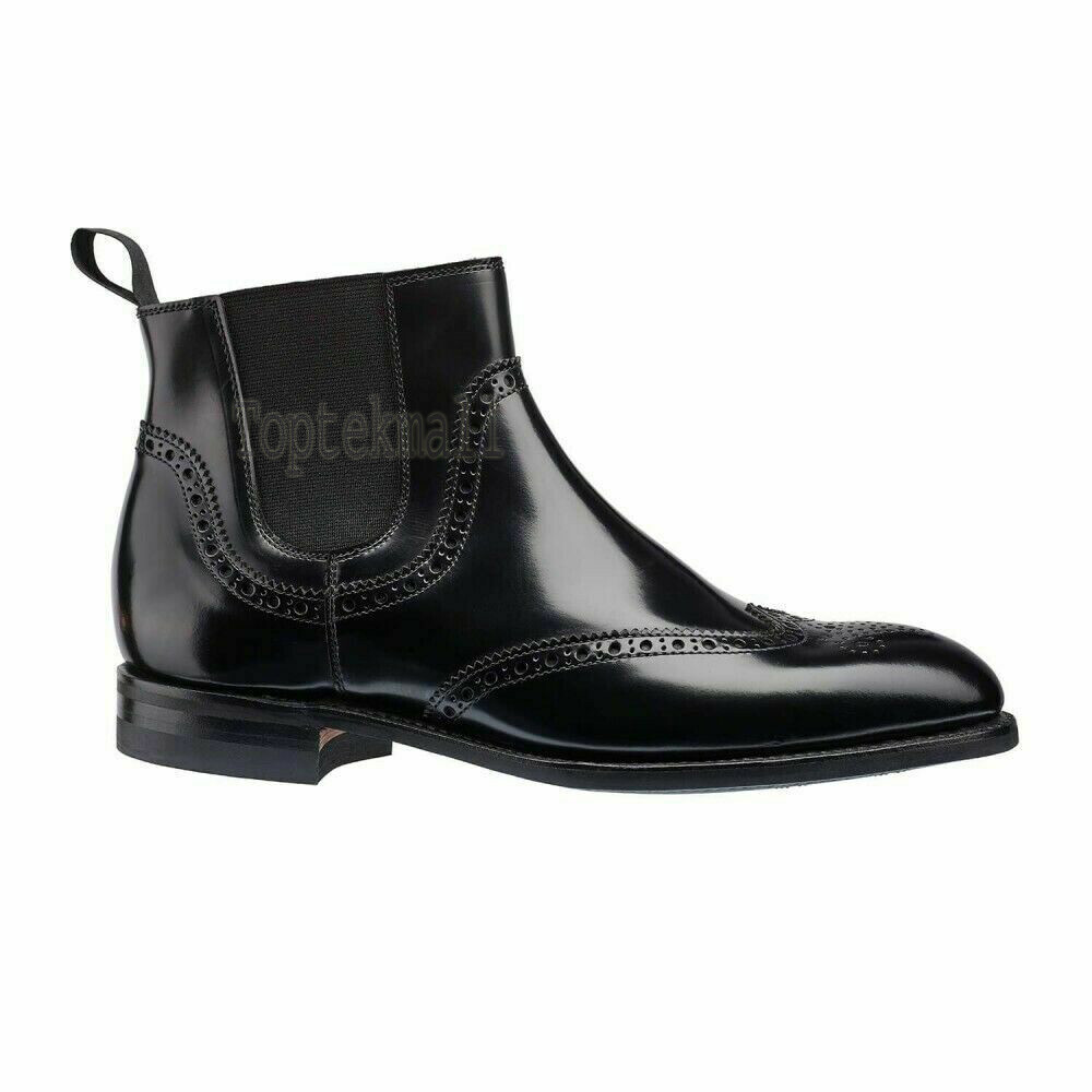 Pre-owned Handmade Women's Leather Oxford Brogue Wingtip Chelsea Fashion Boots-561 In All Colors Available