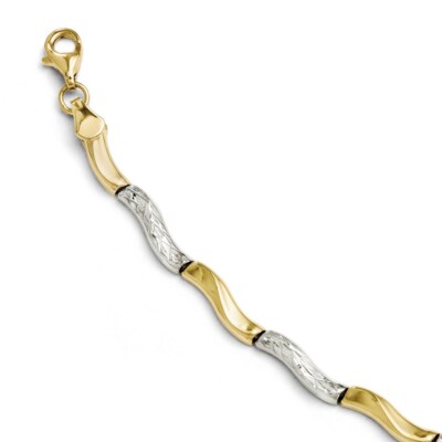 Pre-owned Superdealsforeverything Leslie's 10k Gold W/rhodium Diamond Cut Bracelet; 7 Inch; Lobster (fancy) Clasp In Yellow