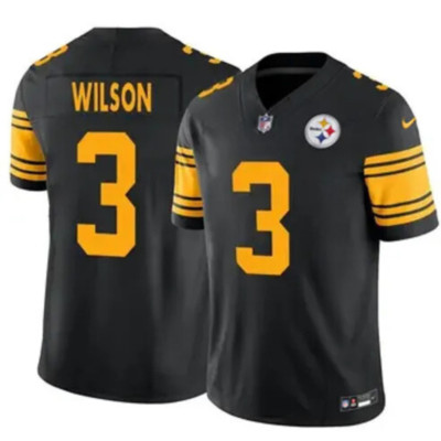 Russell Wilson MEN Stitched Jersey Black Rush