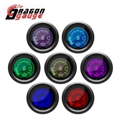 2'' 52mm Water Temperature Gauge Digital Display 7 Colors Backlight With Sensor