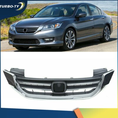 Front Upper Grille Grill For 2013 2014 2015 Honda Accord Sedan Chrome Mesh